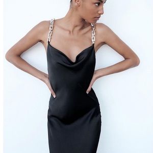 Zara Chain Strap Satin Effect Dress